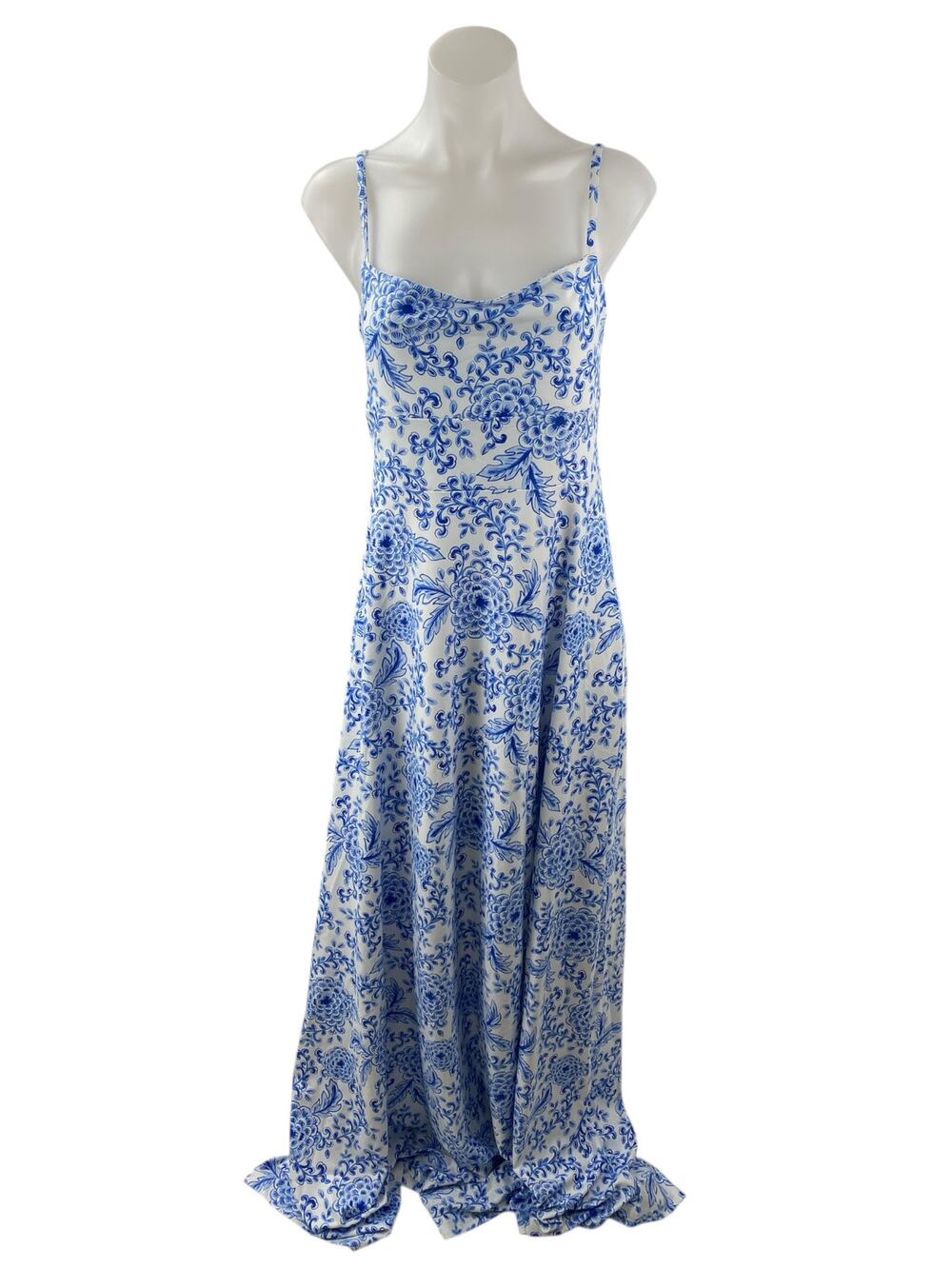 NEW Smith & Quinn Blue White Floral Sleeveless Cami Camisole Maxi A-Line Dress S